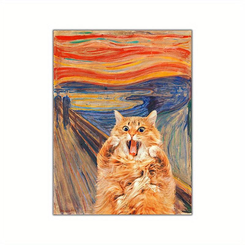 Funny The Scream Cat Wall Art Poster Vintage Cat Art