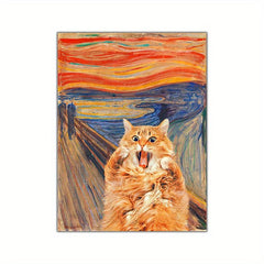 Funny The Scream Cat Wall Art Poster Vintage Cat Art