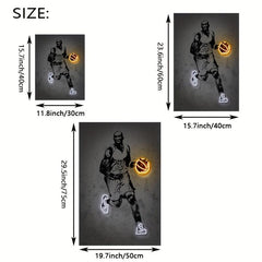 Basketball Player Poster Neon Sports Canvas Art