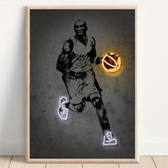 Basketball Player Poster Neon Sports Canvas Art