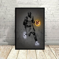 Basketball Player Poster Neon Sports Canvas Art