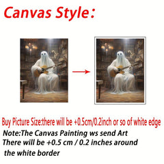 Canvas Poster Modern Art Ghost Halloween Music Ghost Guitar Ideal Gift