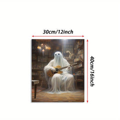 Canvas Poster Modern Art Ghost Halloween Music Ghost Guitar Ideal Gift