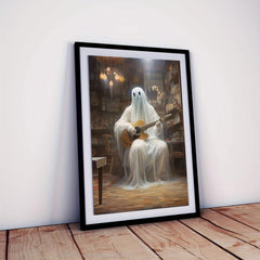 Canvas Poster Modern Art Ghost Halloween Music Ghost Guitar Ideal Gift