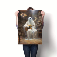 Canvas Poster Modern Art Ghost Halloween Music Ghost Guitar Ideal Gift