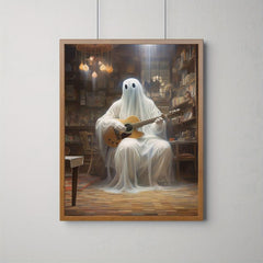 Canvas Poster Modern Art Ghost Halloween Music Ghost Guitar Ideal Gift