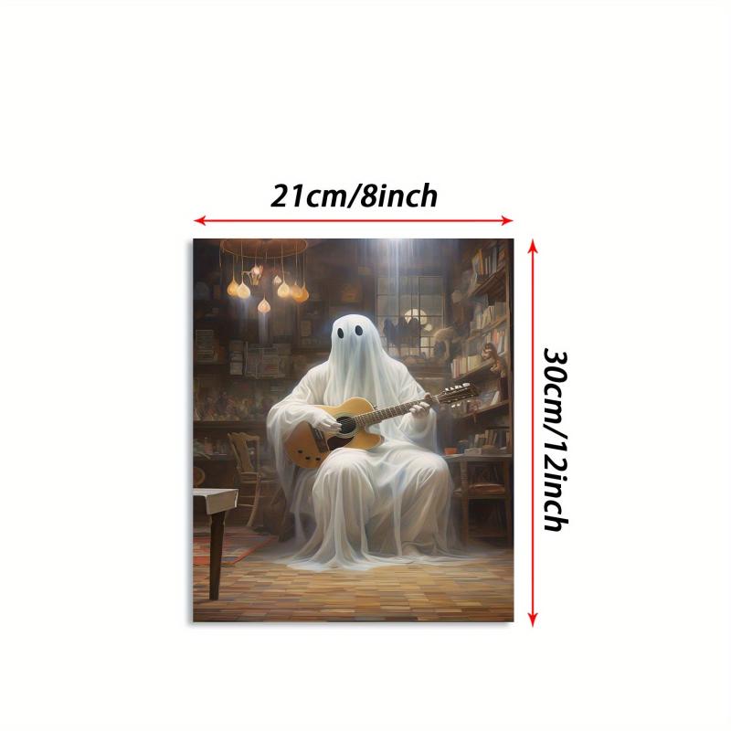 Canvas Poster Modern Art Ghost Halloween Music Ghost Guitar Ideal Gift