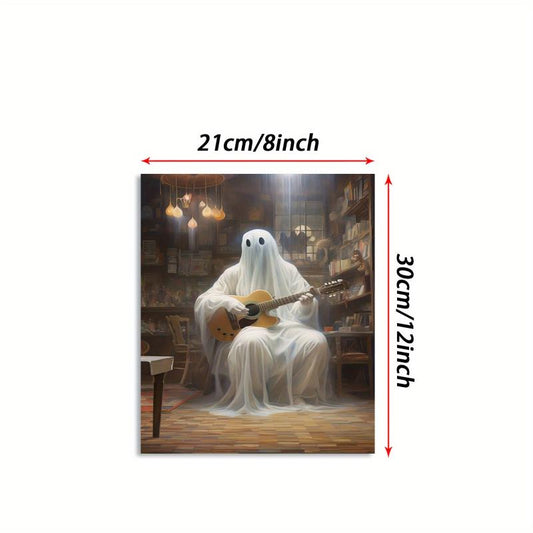 Canvas Poster Modern Art Ghost Halloween Music Ghost Guitar Ideal Gift