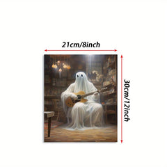 Canvas Poster Modern Art Ghost Halloween Music Ghost Guitar Ideal Gift
