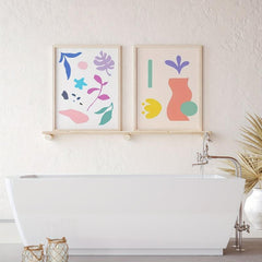 2pcs Modern Art Flowers & Grass Abstract Home Wall Decor Painting Cores
