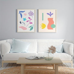 2pcs Modern Art Flowers & Grass Abstract Home Wall Decor Painting Cores