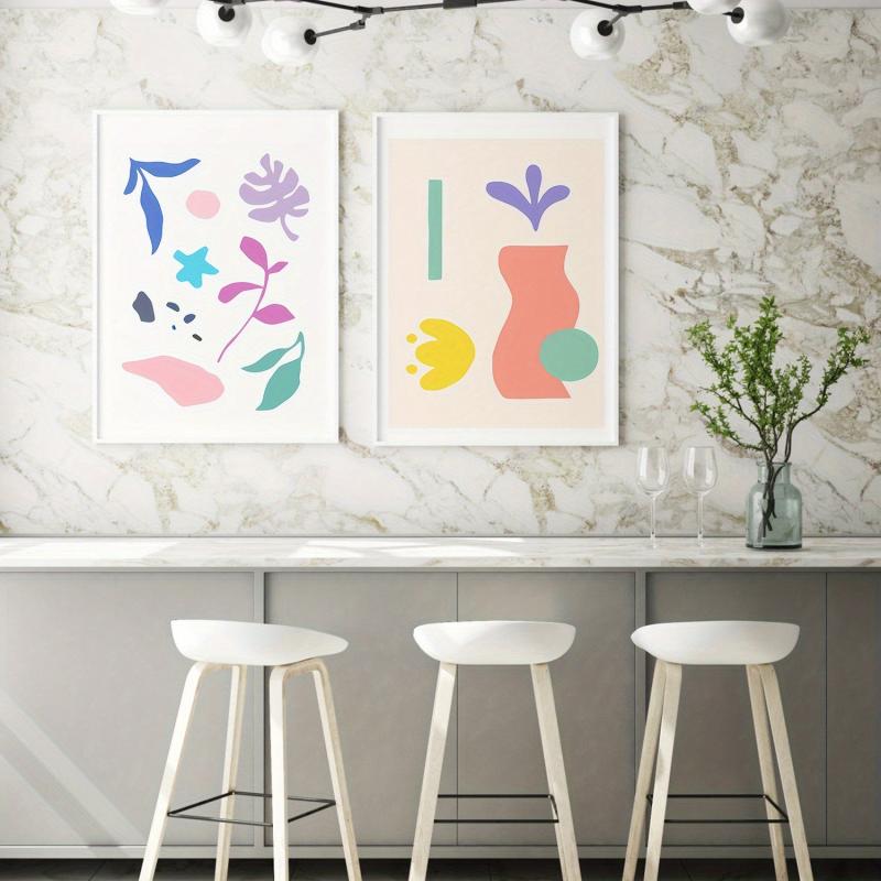 2pcs Modern Art Flowers & Grass Abstract Home Wall Decor Painting Cores