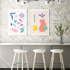 2pcs Modern Art Flowers & Grass Abstract Home Wall Decor Painting Cores
