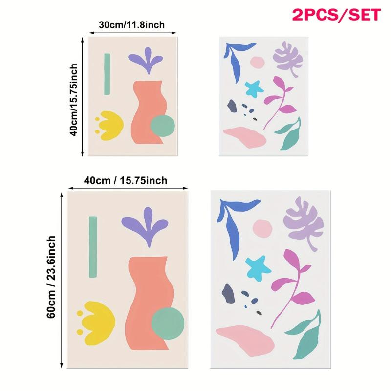 2pcs Modern Art Flowers & Grass Abstract Home Wall Decor Painting Cores