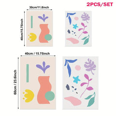 2pcs Modern Art Flowers & Grass Abstract Home Wall Decor Painting Cores