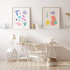 2pcs Modern Art Flowers & Grass Abstract Home Wall Decor Painting Cores