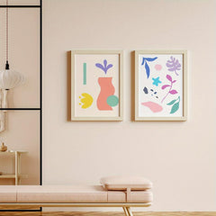2pcs Modern Art Flowers & Grass Abstract Home Wall Decor Painting Cores