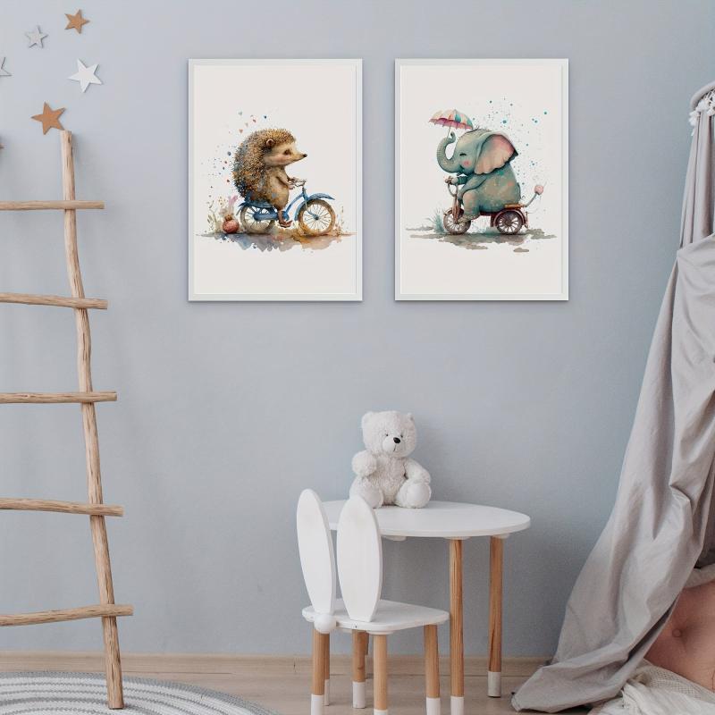 Set Of 3 Anime Animal Print Baby Wall Art Kids Wall Art Nursery