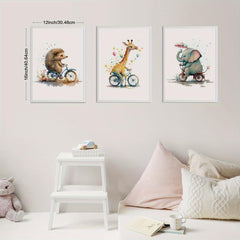 Set Of 3 Anime Animal Print Baby Wall Art Kids Wall Art Nursery