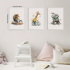 Set Of 3 Anime Animal Print Baby Wall Art Kids Wall Art Nursery