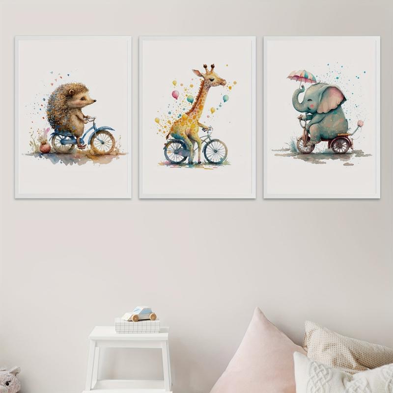 Set Of 3 Anime Animal Print Baby Wall Art Kids Wall Art Nursery