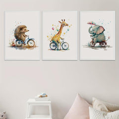 Set Of 3 Anime Animal Print Baby Wall Art Kids Wall Art Nursery