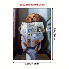 French Bulldog Bathroom Decor Canvas Art Sign - Funny Dog Poster for Home Decor