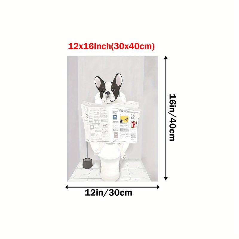 French Bulldog Bathroom Decor Canvas Art Sign - Funny Dog Poster for Home Decor