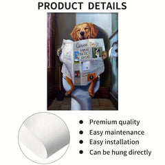 French Bulldog Bathroom Decor Canvas Art Sign - Funny Dog Poster for Home Decor