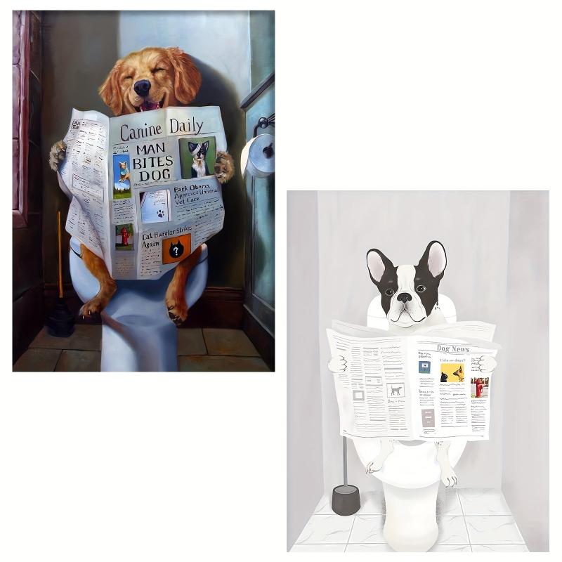 French Bulldog Bathroom Decor Canvas Art Sign - Funny Dog Poster for Home Decor