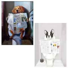 French Bulldog Bathroom Decor Canvas Art Sign - Funny Dog Poster for Home Decor