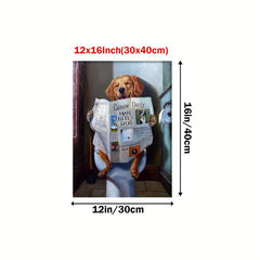 French Bulldog Bathroom Decor Canvas Art Sign - Funny Dog Poster for Home Decor