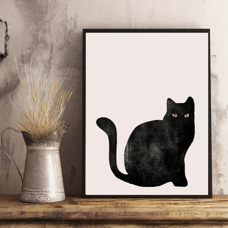 Canvas Poster Lack Cat Halloween Poster Animal Hanging Painting
