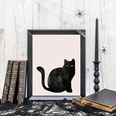 Canvas Poster Lack Cat Halloween Poster Animal Hanging Painting