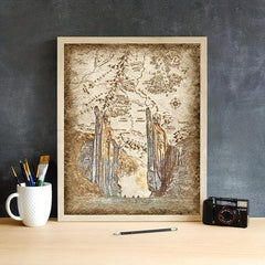 Middle Earth Retro Travel Map Poster Canvas Painting