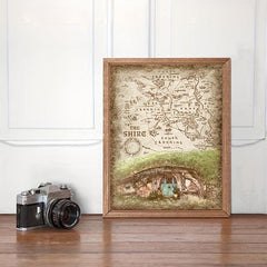 Middle Earth Retro Travel Map Poster Canvas Painting