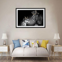 Stunning Lion Couple Canvas Painting, Multiple Sizes