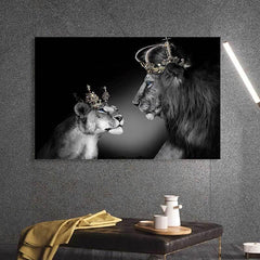 Stunning Lion Couple Canvas Painting, Multiple Sizes