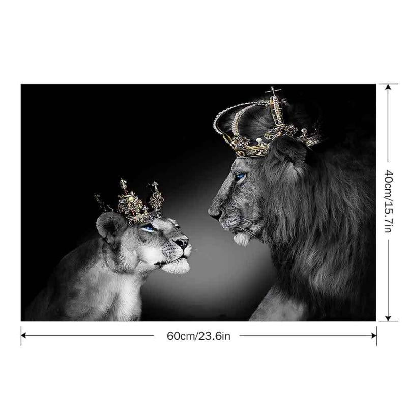 Stunning Lion Couple Canvas Painting, Multiple Sizes