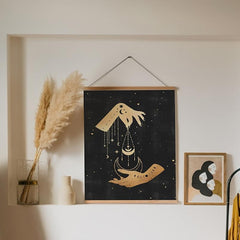 Celestial Sun and Moon Print Wall Decor Witchy Witchcraft Art 20x32