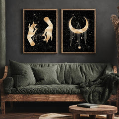 Celestial Sun and Moon Print Wall Decor Witchy Witchcraft Art 20x32