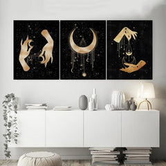 Celestial Sun and Moon Print Wall Decor Witchy Witchcraft Art 20x32