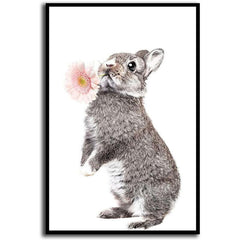 Canvas Rabbit Ornament Wall Art Gray Rabbit Poster Picture Canvas Printed