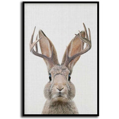 Canvas Rabbit Ornament Wall Art Gray Rabbit Poster Picture Canvas Printed