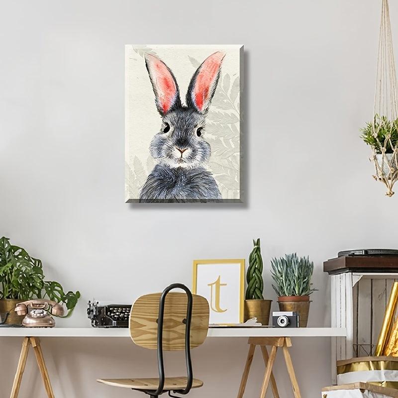 Canvas Rabbit Ornament Wall Art Gray Rabbit Poster Picture Canvas Printed