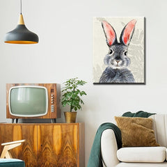 Canvas Rabbit Ornament Wall Art Gray Rabbit Poster Picture Canvas Printed
