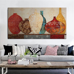 Floral Vase Painting Wall Picture Frameless 12x24 16x3