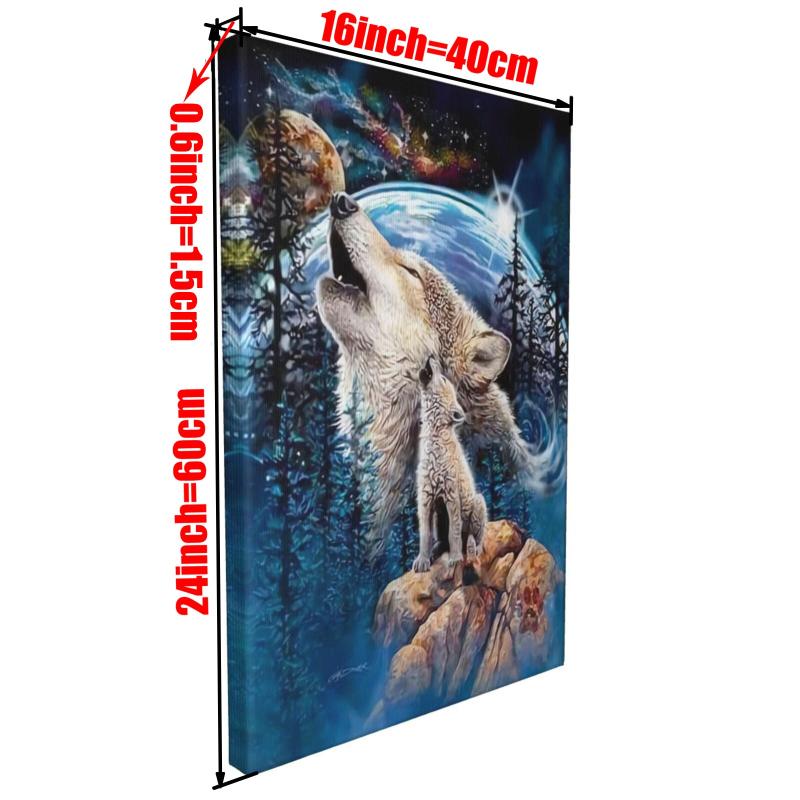 Framed Wolf Canvas Wall Art Animal Painting for Home Decor