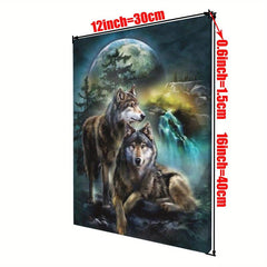 Framed Wolf Canvas Wall Art Animal Painting for Home Decor