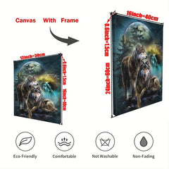 Framed Wolf Canvas Wall Art Animal Painting for Home Decor